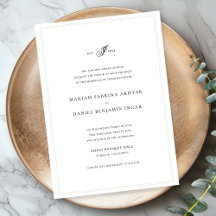 Elegant Simple Calligraphy Monogram White Wedding