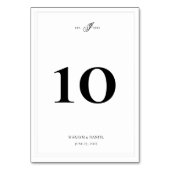Elegant Simple Calligraphy Monogram White Wedding Tischnummer (Rückseite)