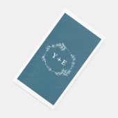 Elegant Simple Canoe Blue Mit Monogramm Wedding Serviette (Ecke)