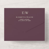 Elegant Simple Cherry Lacquer, Monogram Wedding All In One Einladung (Rückseite)