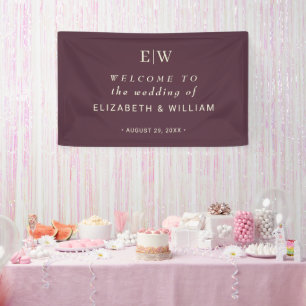 Elegant Simple Cherry Lacquer, Monogram Wedding Banner