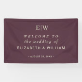 Elegant Simple Cherry Lacquer, Monogram Wedding Banner (Horizontal)