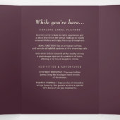 Elegant Simple Cherry Lacquer, Monogram Wedding Dreifach-gefaltete Programmkarte (Innenseite Mitte)