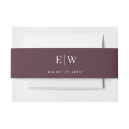 Elegant Simple Cherry Lacquer, Monogram Wedding Einladungsbanderole
