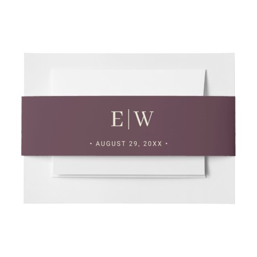 Elegant Simple Cherry Lacquer, Monogram Wedding Einladungsbanderole (Vorderseite Beispiel)