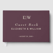 Elegant Simple Cherry Lacquer, Monogram Wedding Gästebuch (Vorderseite)