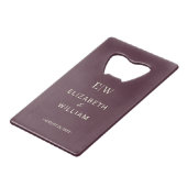 Elegant Simple Cherry Lacquer, Monogram Wedding Geldbeutel Flaschenöffner (Rückseite Schrägansicht)