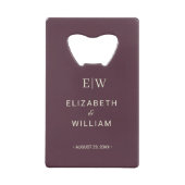 Elegant Simple Cherry Lacquer, Monogram Wedding Geldbeutel Flaschenöffner (Rückseite)