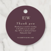 Elegant Simple Cherry Lacquer, Monogram Wedding Geschenkanhänger (Vorderseite)