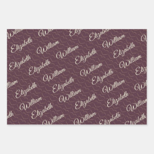 Elegant Simple Cherry Lacquer, Monogram Wedding Geschenkpapier Set
