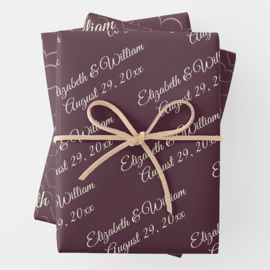 Elegant Simple Cherry Lacquer, Monogram Wedding Geschenkpapier Set (Beispiel)