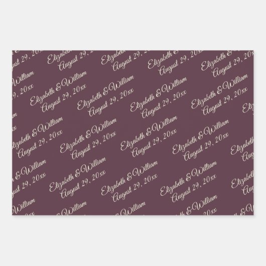 Elegant Simple Cherry Lacquer, Monogram Wedding Geschenkpapier Set (Vorderseite)