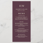 Elegant Simple Cherry Lacquer, Monogram Wedding Menükarte (Vorderseite)