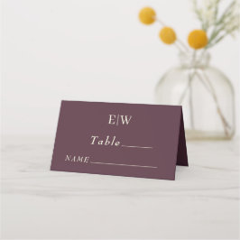 Elegant Simple Cherry Lacquer, Monogram Wedding Platzkarte