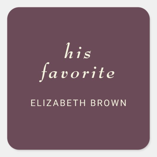 Elegant Simple Cherry Lacquer, Monogram Wedding Quadratischer Aufkleber (Vorderseite)