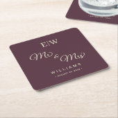Elegant Simple Cherry Lacquer, Monogram Wedding Rechteckiger Pappuntersetzer (angewinkelt)