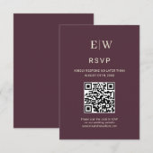 Elegant Simple Cherry Lacquer, Monogram Wedding RSVP Karte (Vorne/Hinten)
