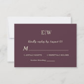 Elegant Simple Cherry Lacquer, Monogram Wedding RSVP Karte (Vorderseite)