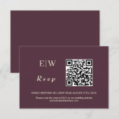 Elegant Simple Cherry Lacquer, Monogram Wedding RSVP Karte (Vorne/Hinten)
