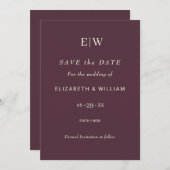 Elegant Simple Cherry Lacquer, Monogram Wedding Save The Date (Vorne/Hinten)