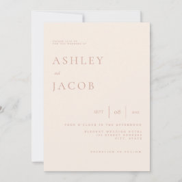 Elegant Simple Chic Beige Wedding Einladung