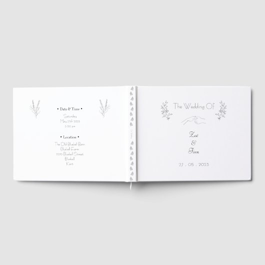 Elegant Simple Chic Black & White Illustrations  Gästebuch (Voll)