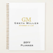 Elegant Simple Classic Gold Monogram Annual Planer (Vorderseite)