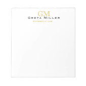 Elegant Simple Classic Gold Monogram Notizblock (Vorderseite)