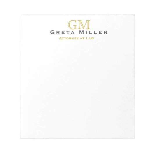 Elegant Simple Classic Gold Monogram Notizblock (Vorderseite)