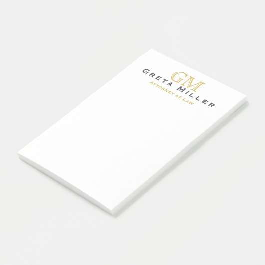 Elegant Simple Classic Gold Monogram Post-it Klebezettel (angewinkelt)