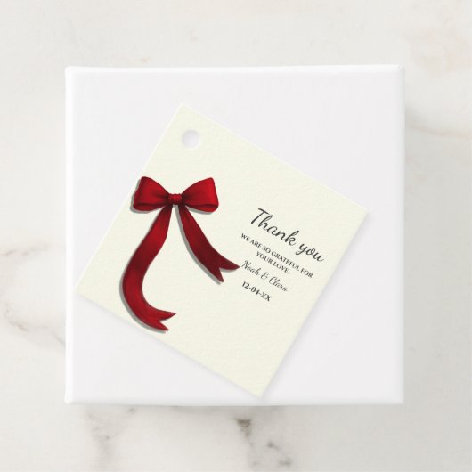 Elegant Simple Classic Minimalist Red Bow Geschenkanhänger (Beispiel)