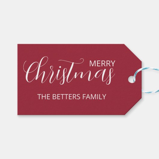 Elegant Simple Clean Mattiert Berry Weihnachten Geschenkanhänger (Vorderseite (Horizontal))