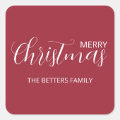 Elegant Simple Clean Mattiert Berry Weihnachten Quadratischer Aufkleber (Vorderseite)