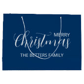 Elegant Simple Clean Midnight Blue Christmas Große Geschenktüte (Rückseite)