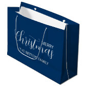Elegant Simple Clean Midnight Blue Christmas Große Geschenktüte (Vorderseite Schrägansicht)