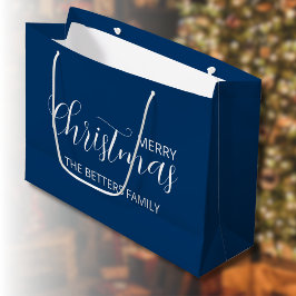 Elegant Simple Clean Midnight Blue Christmas Große Geschenktüte