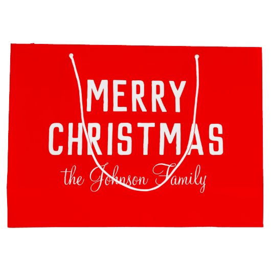 Elegant Simple Clean Neon Red Christmas Große Geschenktüte (Rückseite)