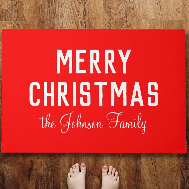 Elegant Simple Clean Red Christmas Fußmatte (Von Creator hochgeladen)