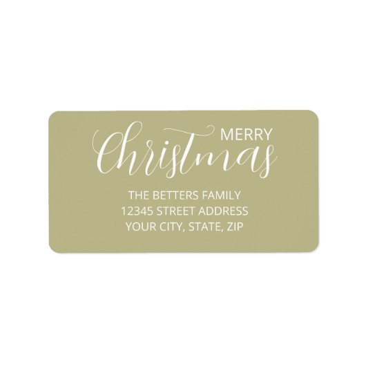 Elegant Simple Clean Sage Grün Weihnachten Adressaufkleber (Vorne)