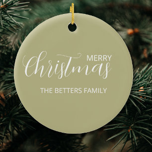 Elegant Simple Clean Sage Grün Weihnachten Keramik Ornament