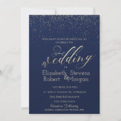 Elegant Simple Confetti Navy Blue Wedding Einladung (Vorderseite)