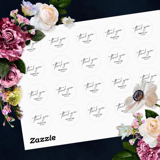 Elegant Simple Contemporary Handwriting Vielen Dan Runder Aufkleber