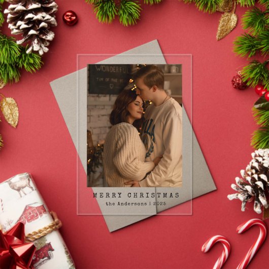 Elegant Simple Couple Photo Christmas Card Acryleinladungen (Insitu (Feiertag))