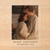 Elegant Simple Couple Photo Christmas Card Acryleinladungen (Vorderseite)