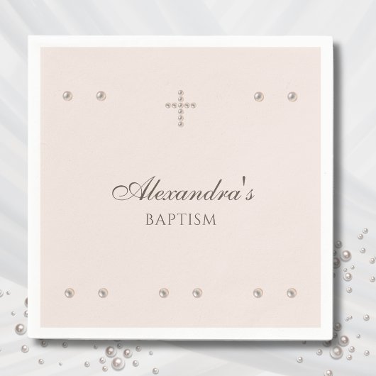 Elegant Simple Cross Christening Christian Baptism Serviette