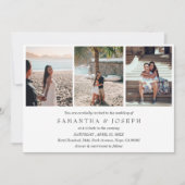 Elegant Simple Custom 3 Foto Mit Monogramm Wedding Einladung (Vorderseite)