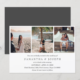 Elegant Simple Custom 3 Foto Mit Monogramm Wedding Einladung