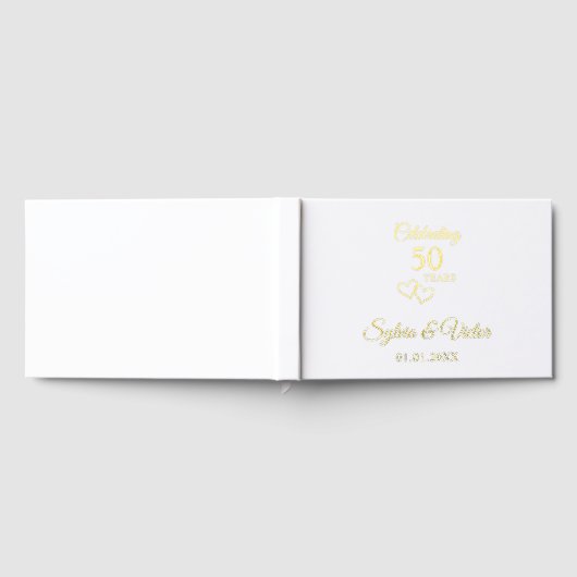 Elegant Simple Custom 50-jähriges Party Gold Gästebuch (Voll)