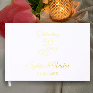 Elegant Simple Custom 50-jähriges Party Gold Gästebuch