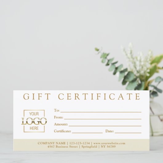 Elegant Simple Custom Business Gift Certificate (Stehend Vorderseite)